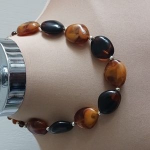 Diva VTG Faux Rubin Necklace Brown 16" long